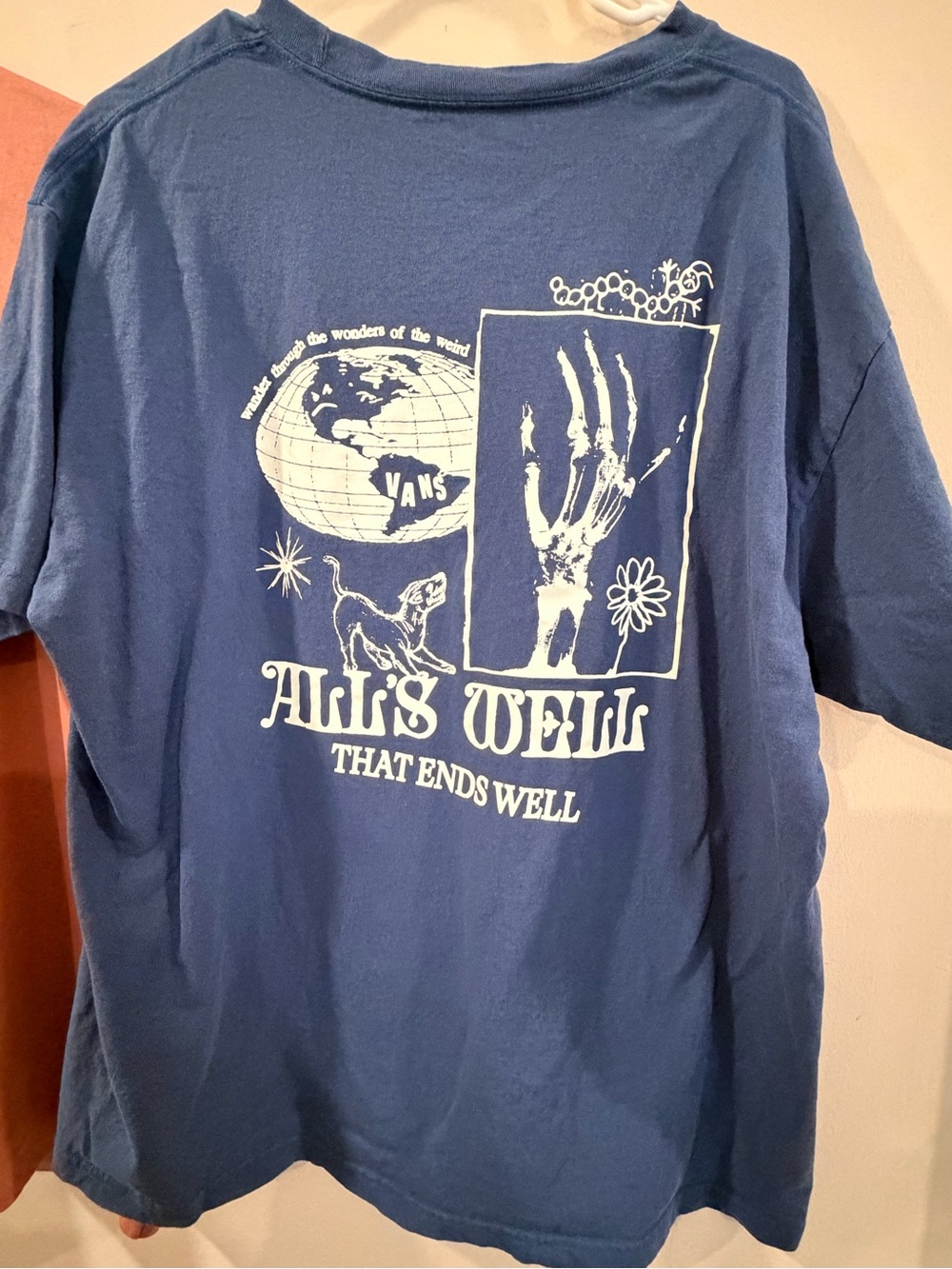 Vans Men's Navy Blue Graphic Tee with White Print